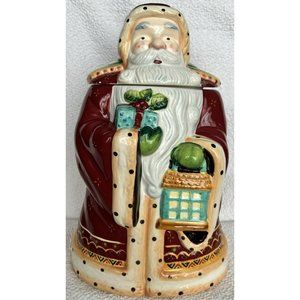 Santa Claus Cookie Jar Handmade For Nonni’s 11 1/4”H x 7 3/4”L x 6 3/8”W EUC